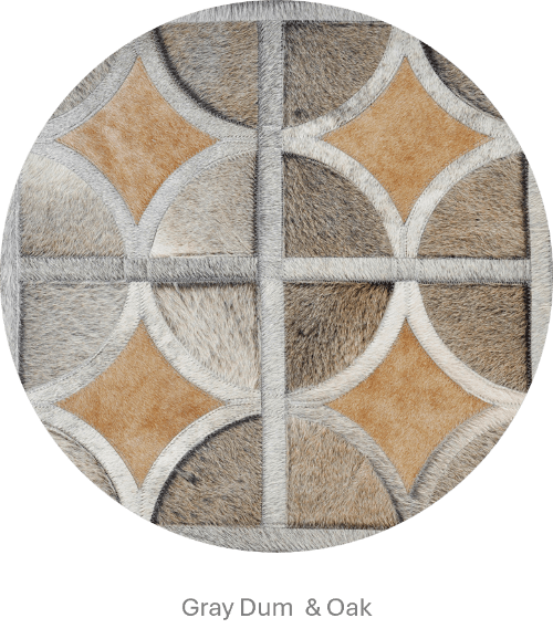 ALPHA – Custom Animal Hide Rug in Geometric Circle Pattern