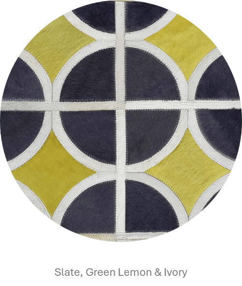 ALPHA – Custom Animal Hide Rug in Geometric Circle Pattern