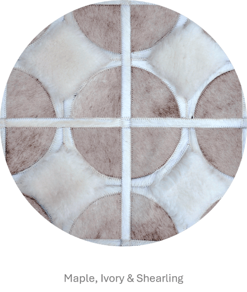 ALPHA – Custom Animal Hide Rug in Geometric Circle Pattern