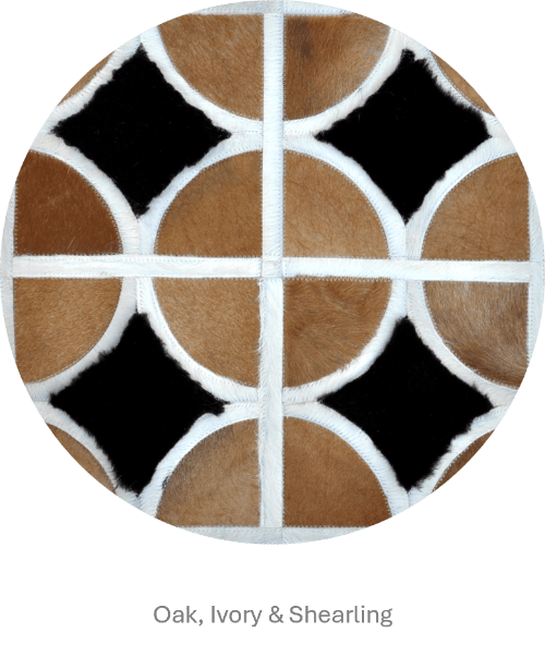 ALPHA – Custom Animal Hide Rug in Geometric Circle Pattern