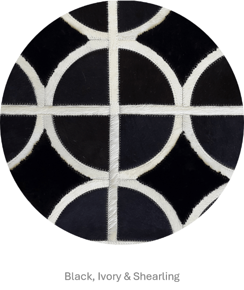 ALPHA – Custom Animal Hide Rug in Geometric Circle Pattern