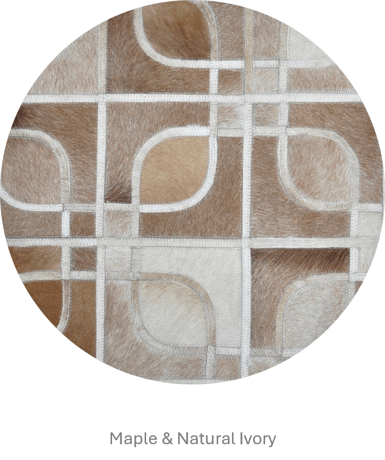 EYES – Geometric Cowhide Rug with Curved Motif