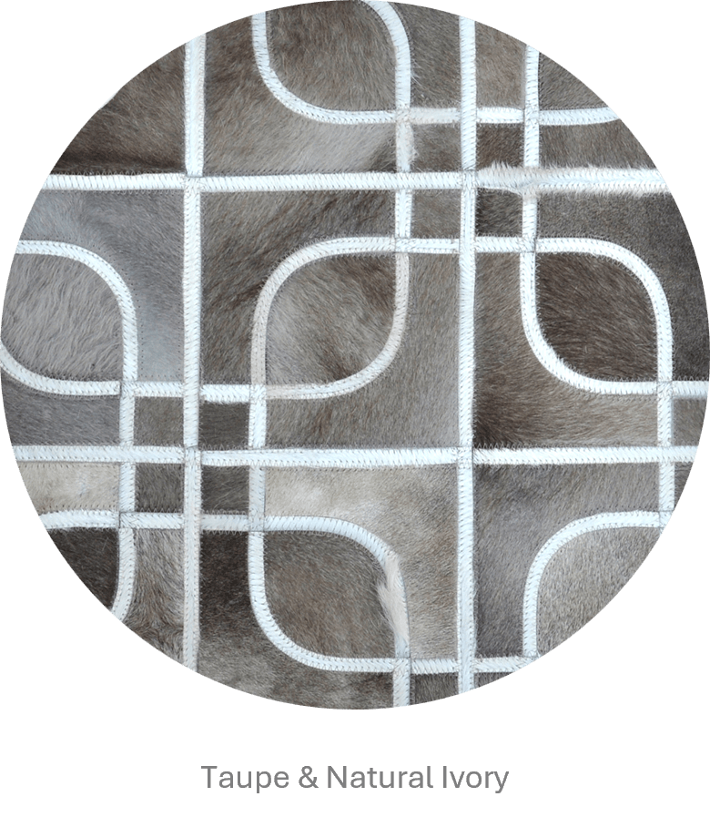 EYES – Geometric Cowhide Rug with Curved Motif