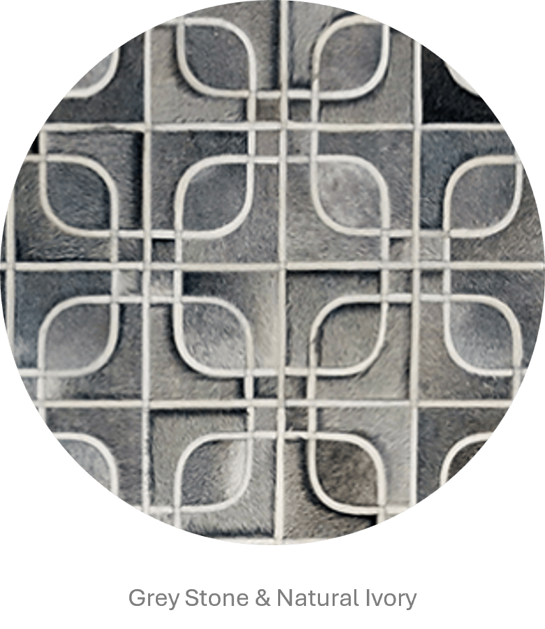 EYES – Geometric Cowhide Rug with Curved Motif
