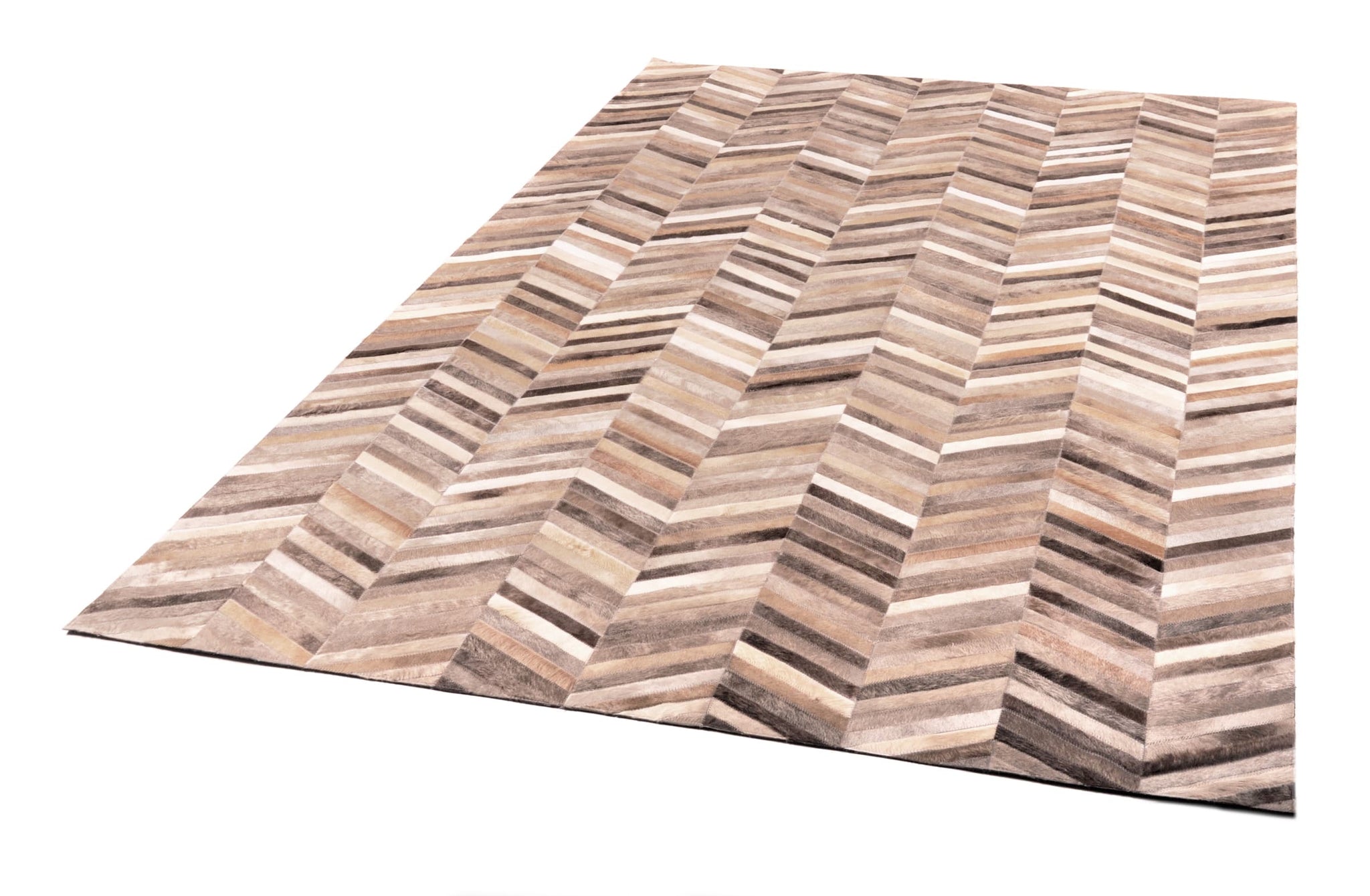 HERRINGBONE LONG – Large Patchwork Cowhide Rug