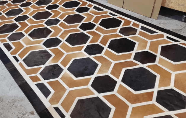 HEXAGON – Modern Patterned Rug in Organic Hide