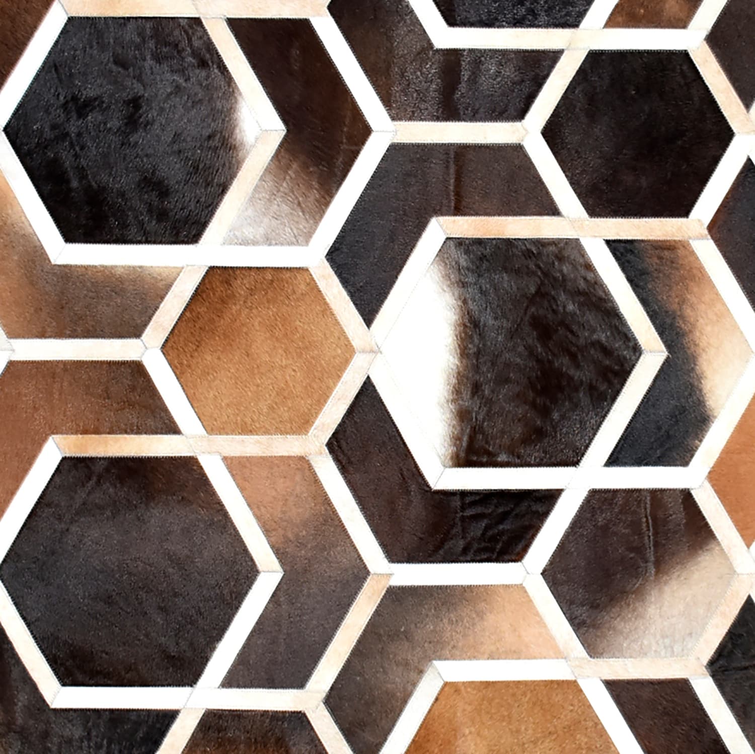 HEXAGON – Modern Patterned Rug in Organic Hide