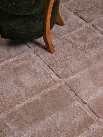 Klint handmade Merino wool rug in beige tan patchwork