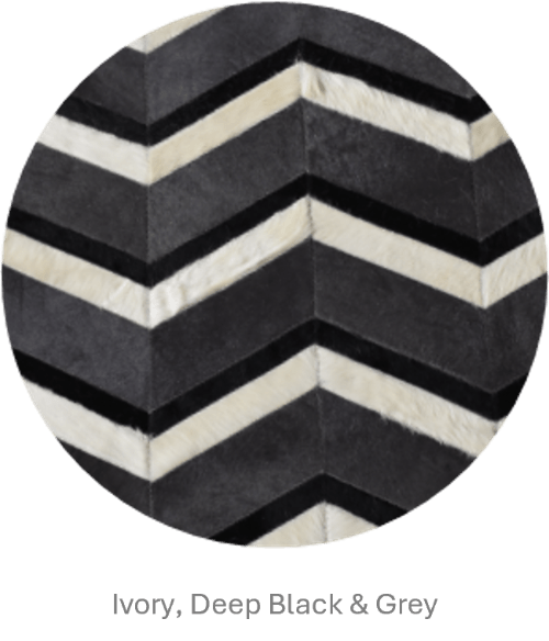 MULTI HERRINGBONE – Chevron Patchwork Cowhide Rug