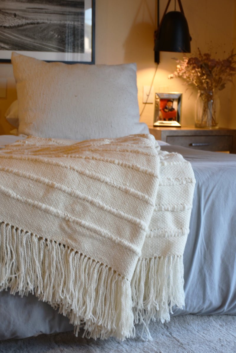 Multi Striped Natural Throw Blanket