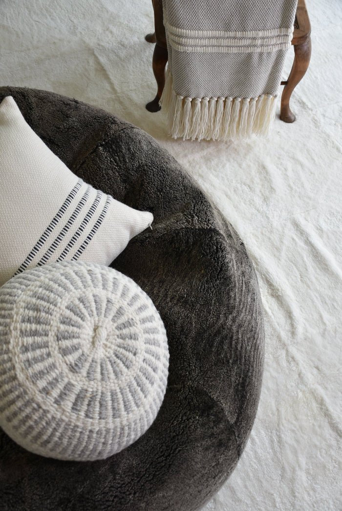 Merino Wool Striped Throw Pillow