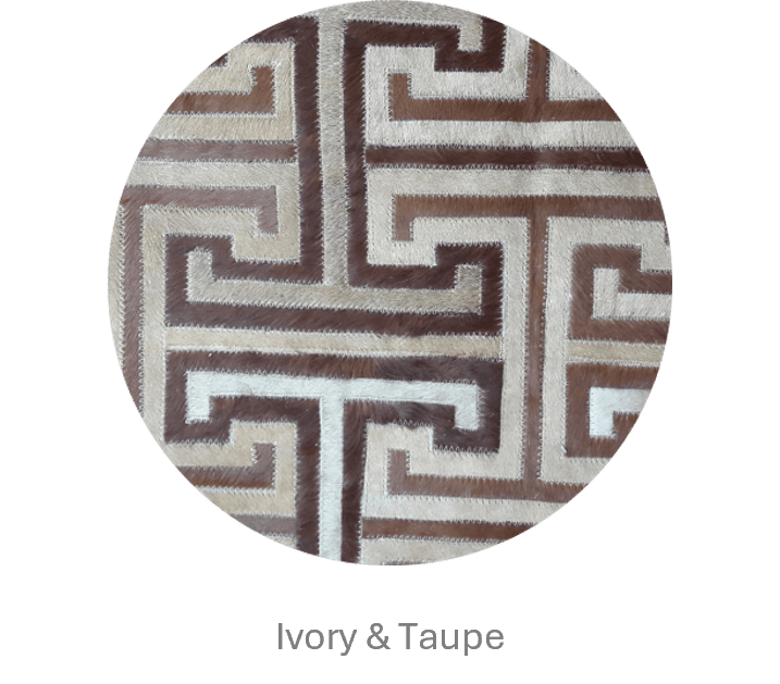 T MODEL – Maze-Inspired Cowhide Patch Rug