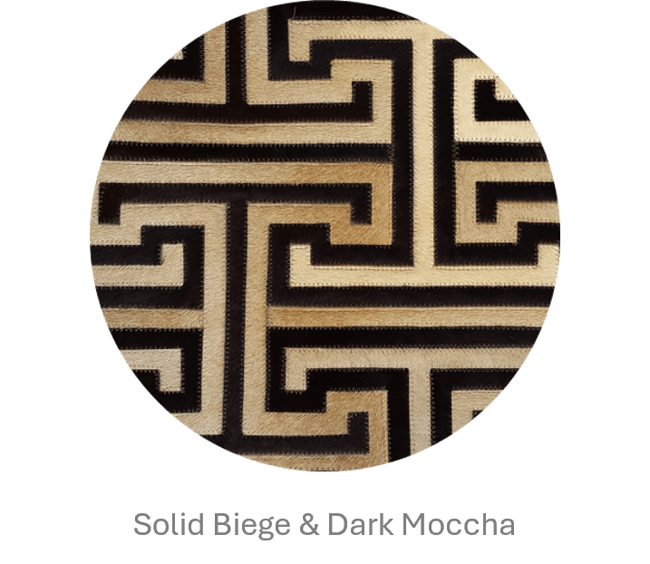 T MODEL – Maze-Inspired Cowhide Patch Rug