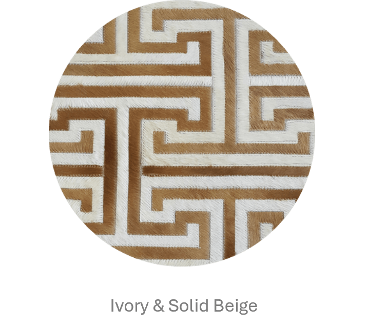 T MODEL – Maze-Inspired Cowhide Patch Rug