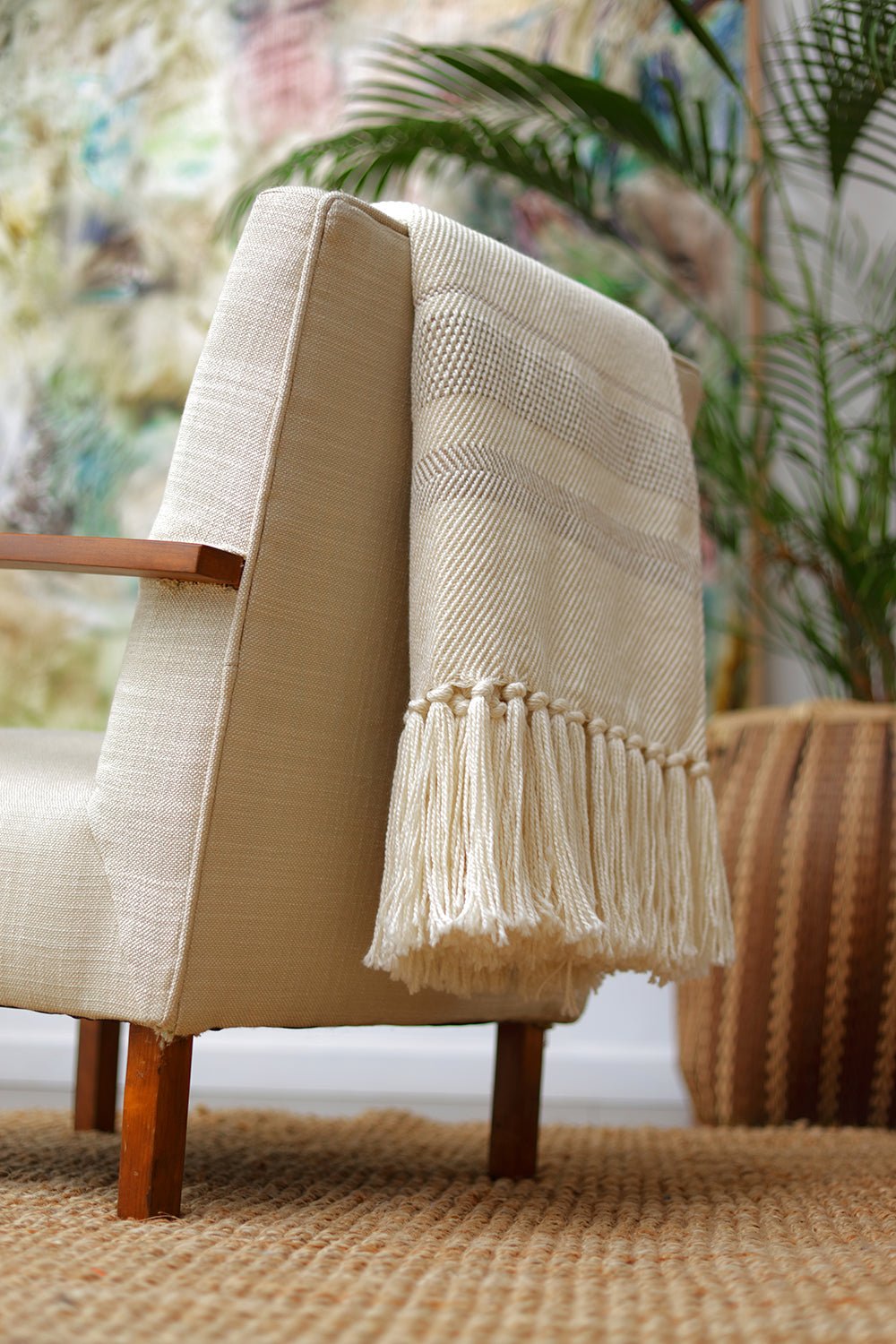 Grey Chevron Wool Throw Blanket