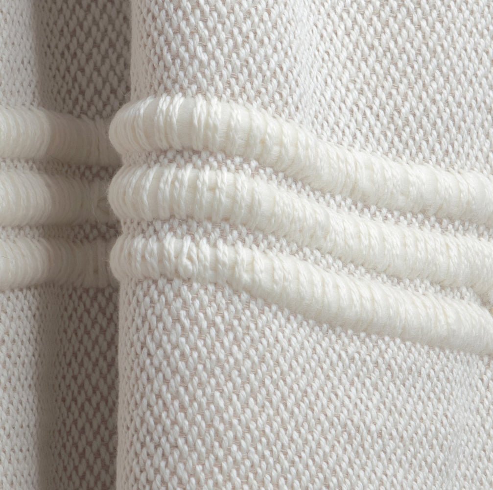 Ivory Striped Beige Throw Blanket