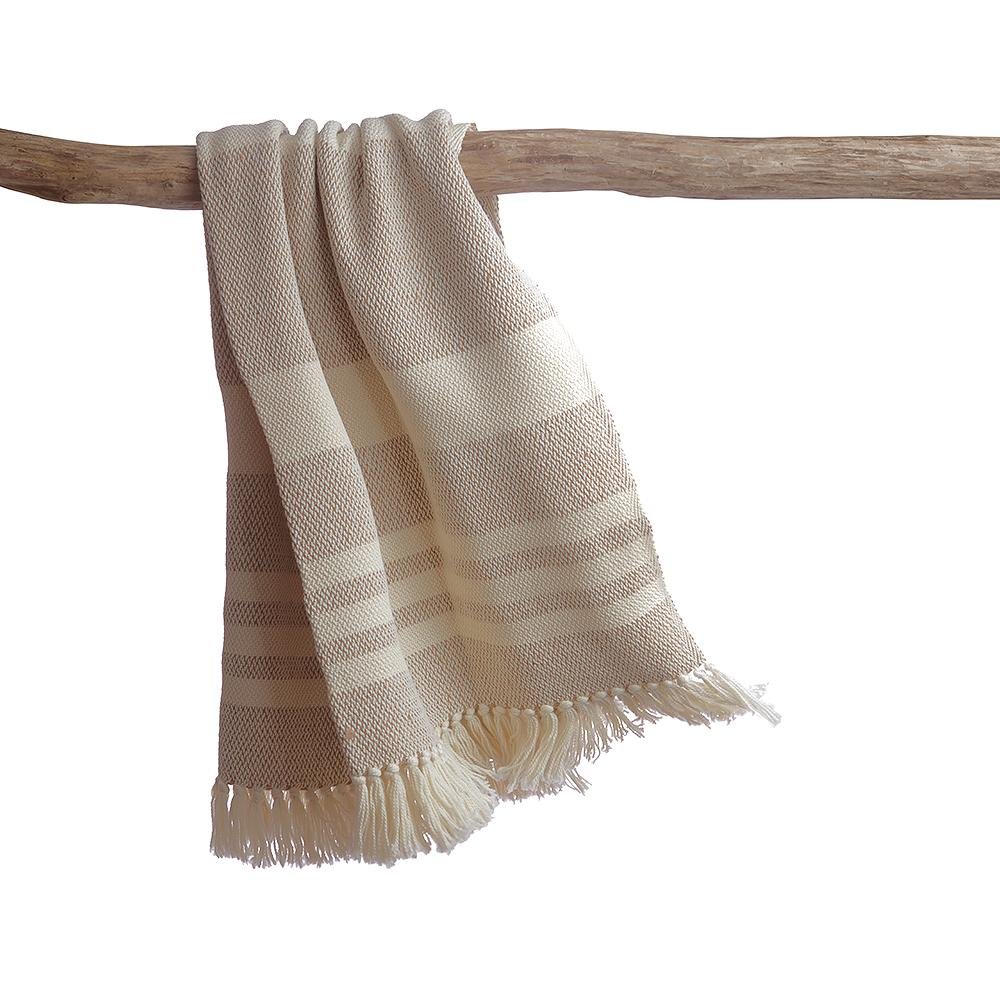 Camel Stripes Wool Blend Blanket