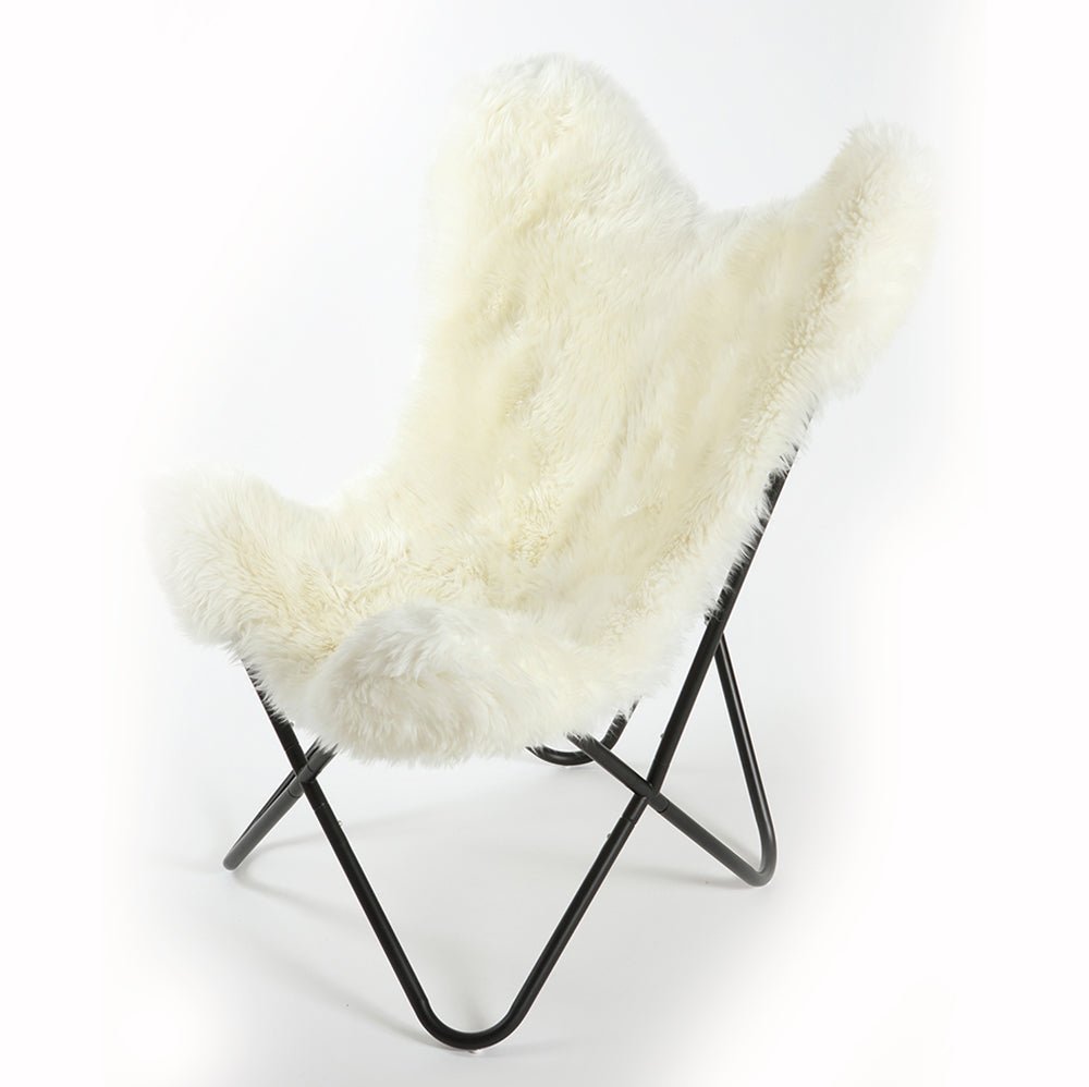 Natural Ivory Sheepskin Butterfly Chair