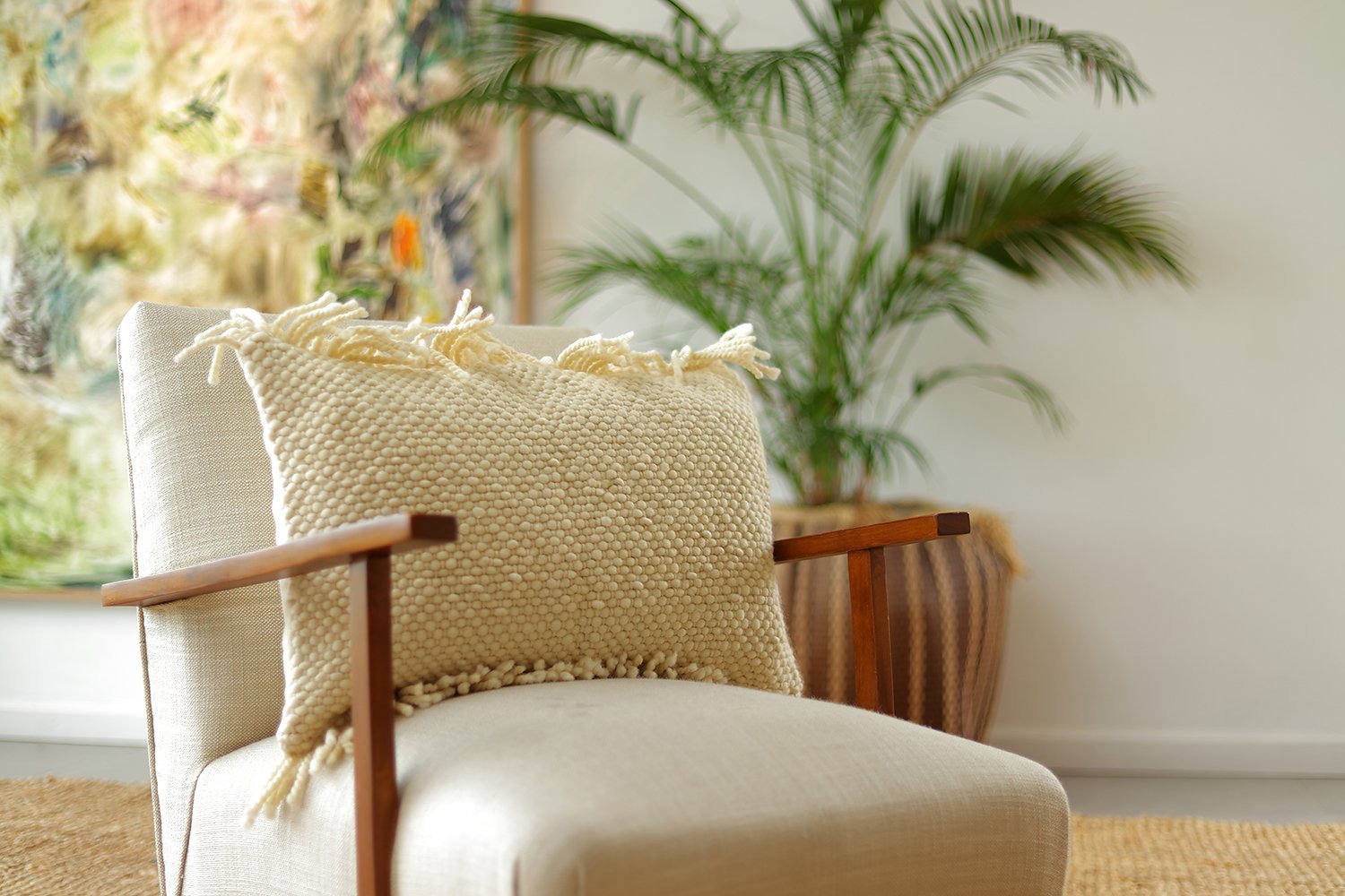 Penachos Fringed Wool Pillow