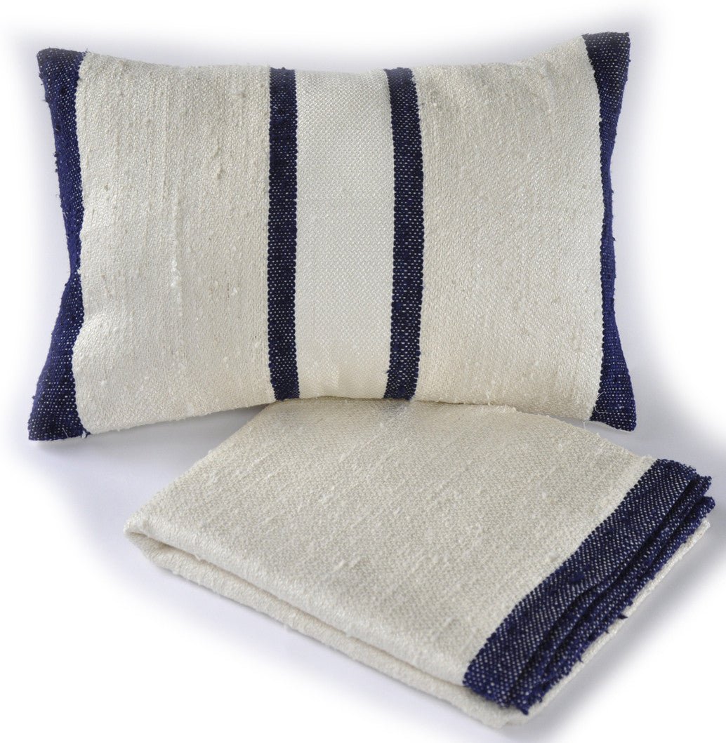 Silk Striped Rustic Pillow