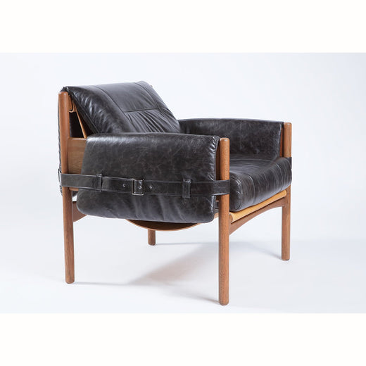 Safari Leather Lounge Chair - Black