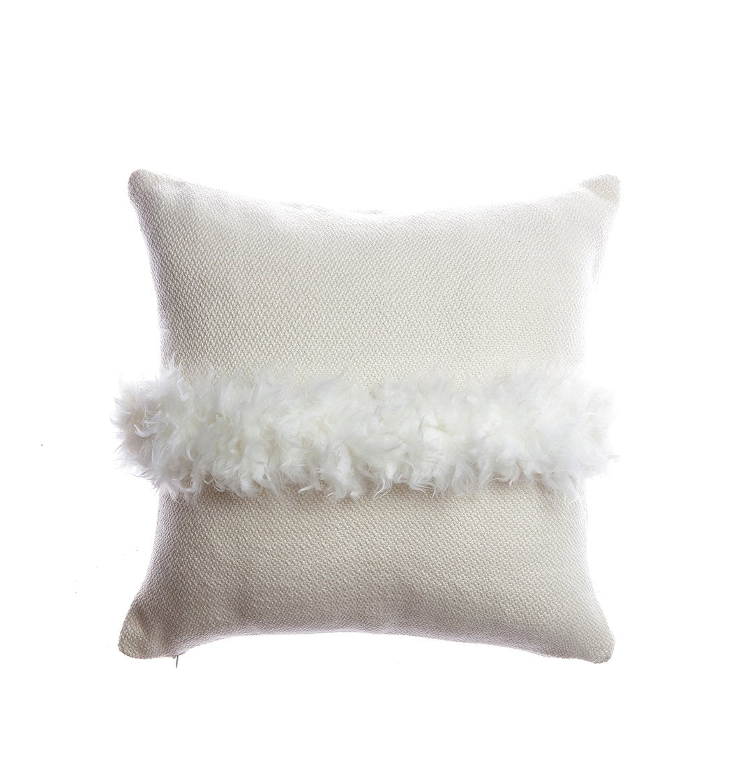 White Fur Accent Pillow