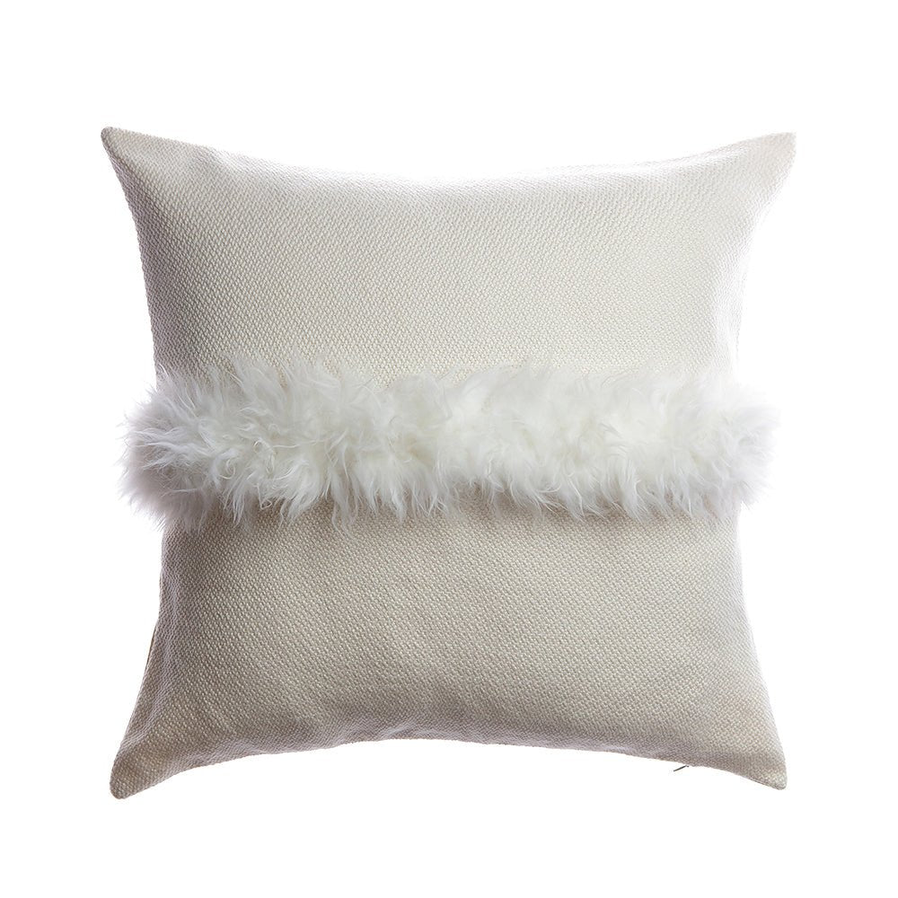 White Fur Accent Pillow
