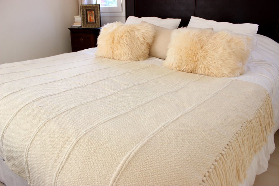Designer Fringed Striped Throw
