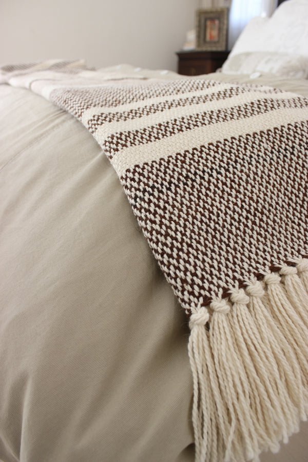 Camel Stripes Wool Blend Blanket