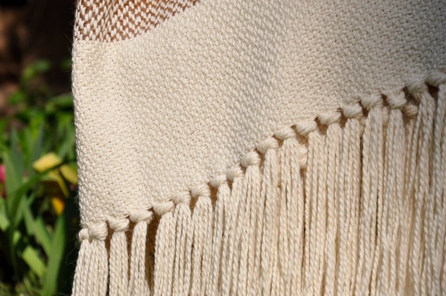 Camel Stripes Wool Blend Blanket