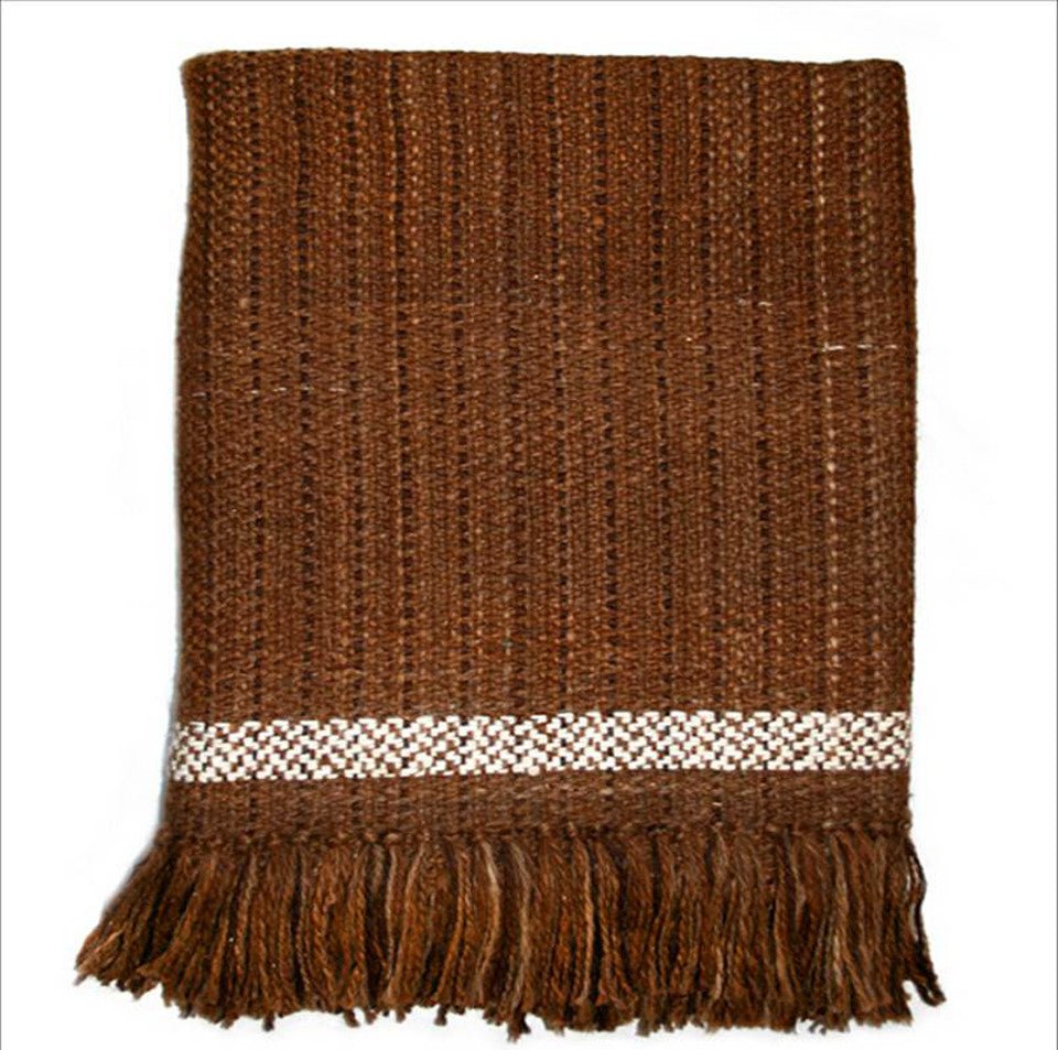 Camel Stripes Wool Blend Blanket