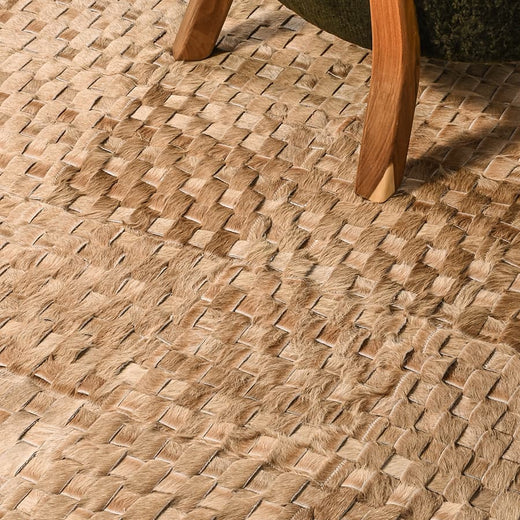 Basket Weave Leather Cowhide Rug