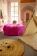 SHEEPSKIN POUF - Long Hair Fuchsia