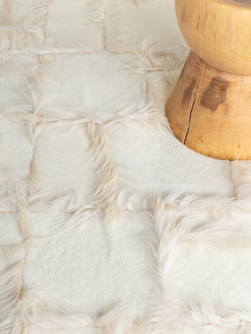 Tetris Funky Textured Rug made from Merino lambskin and straight goatskin