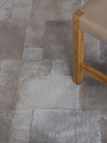 Tetris grey shearling rug by Homelosophy in sculpted wool