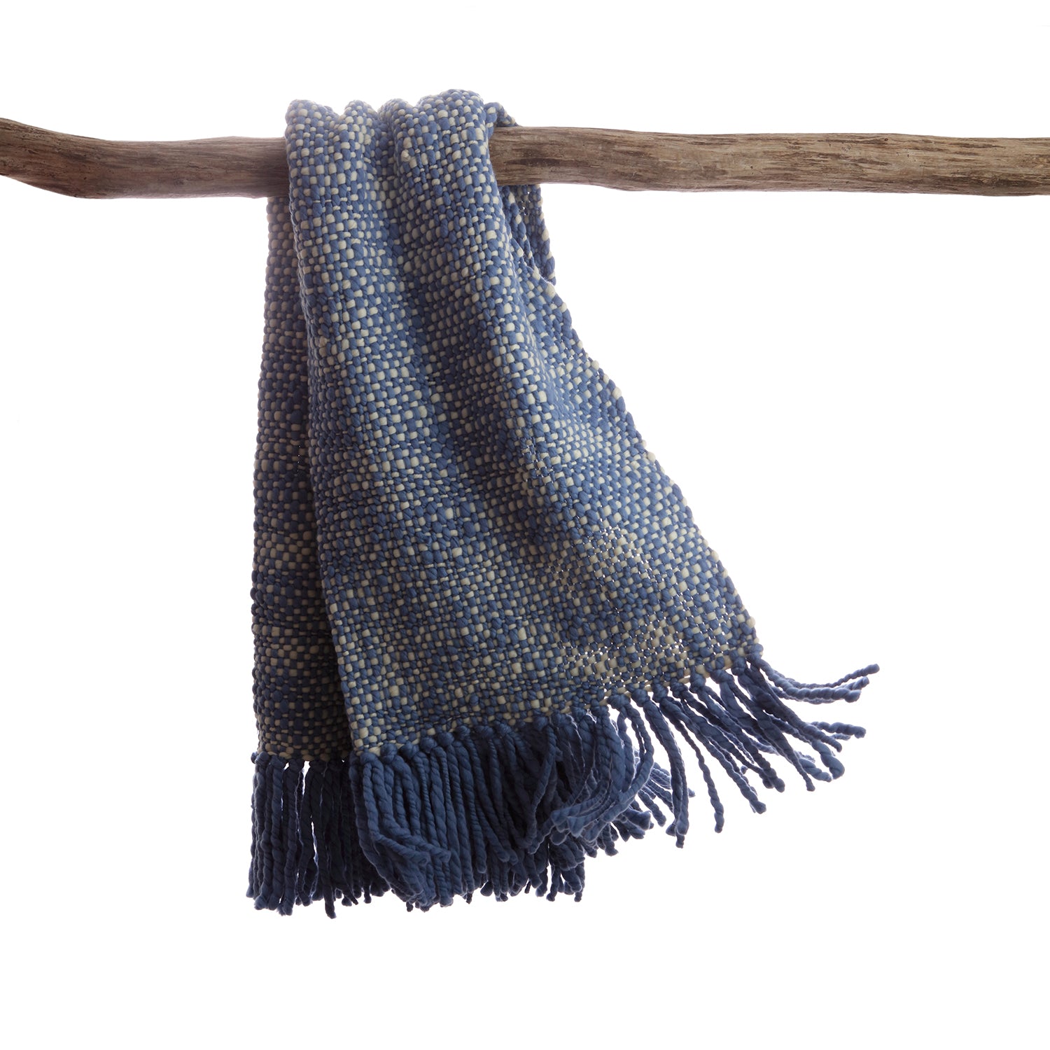 Alma Throw Blanket - Washed Blue & Ivory