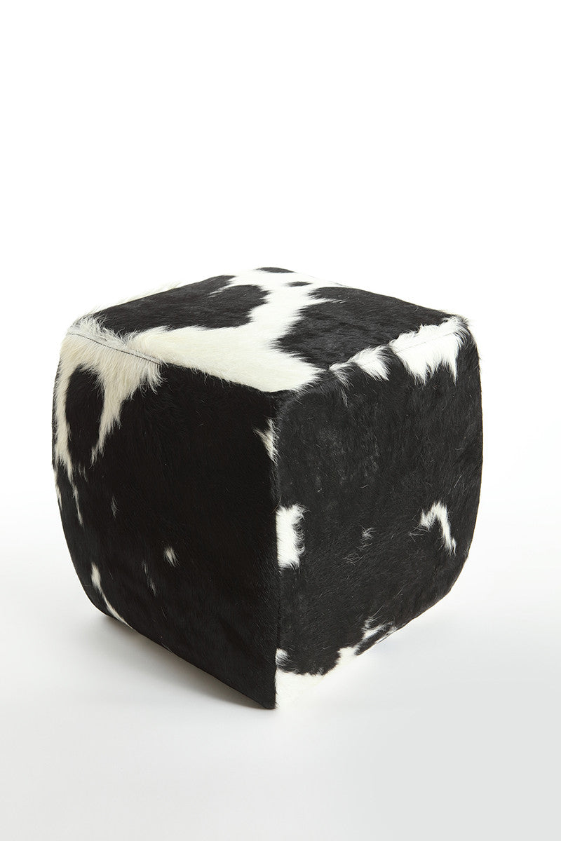 BLACK & WHITE -  Cowhide Square Pouf