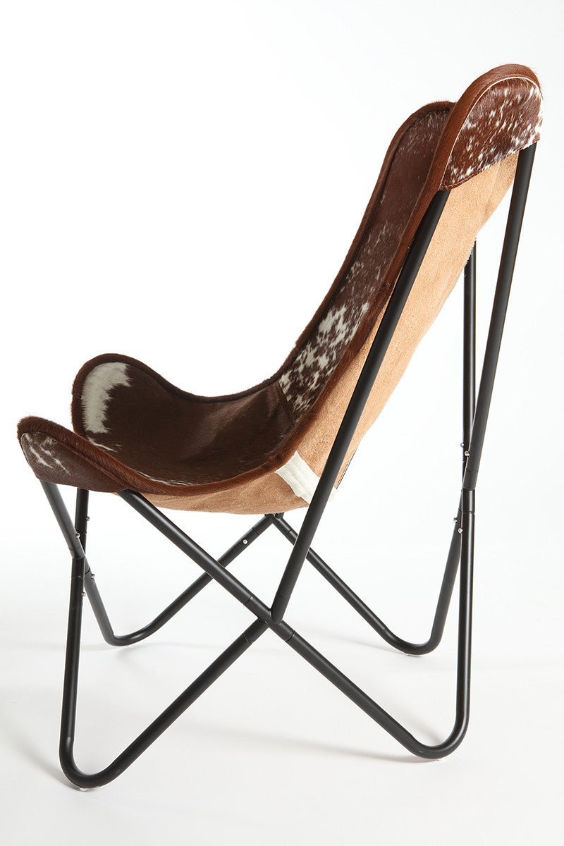 BROWN SALT & PEPPER - Hair on Hide Butterfly Chair