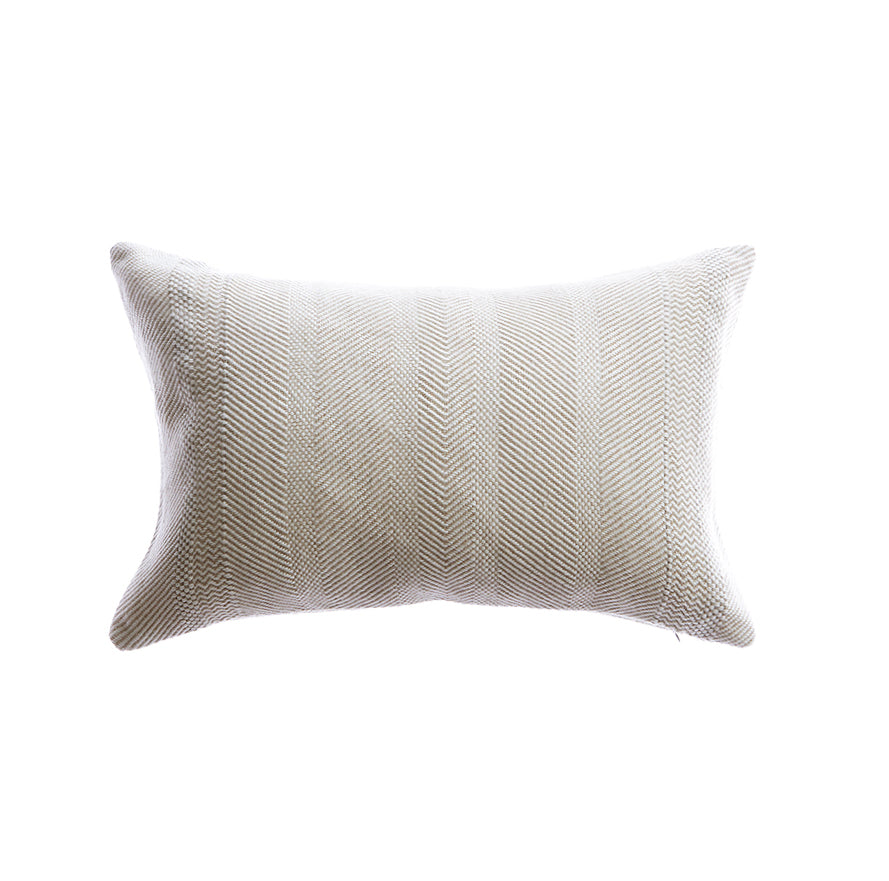 Beige Herringbone Lumbar Pillow
