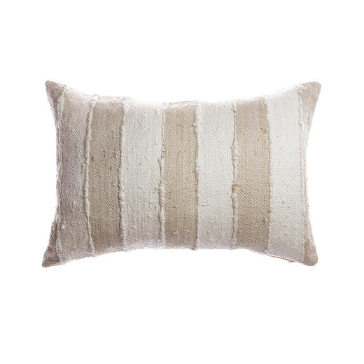 Beige & Ivory Striped Silk Lumbar Pillow