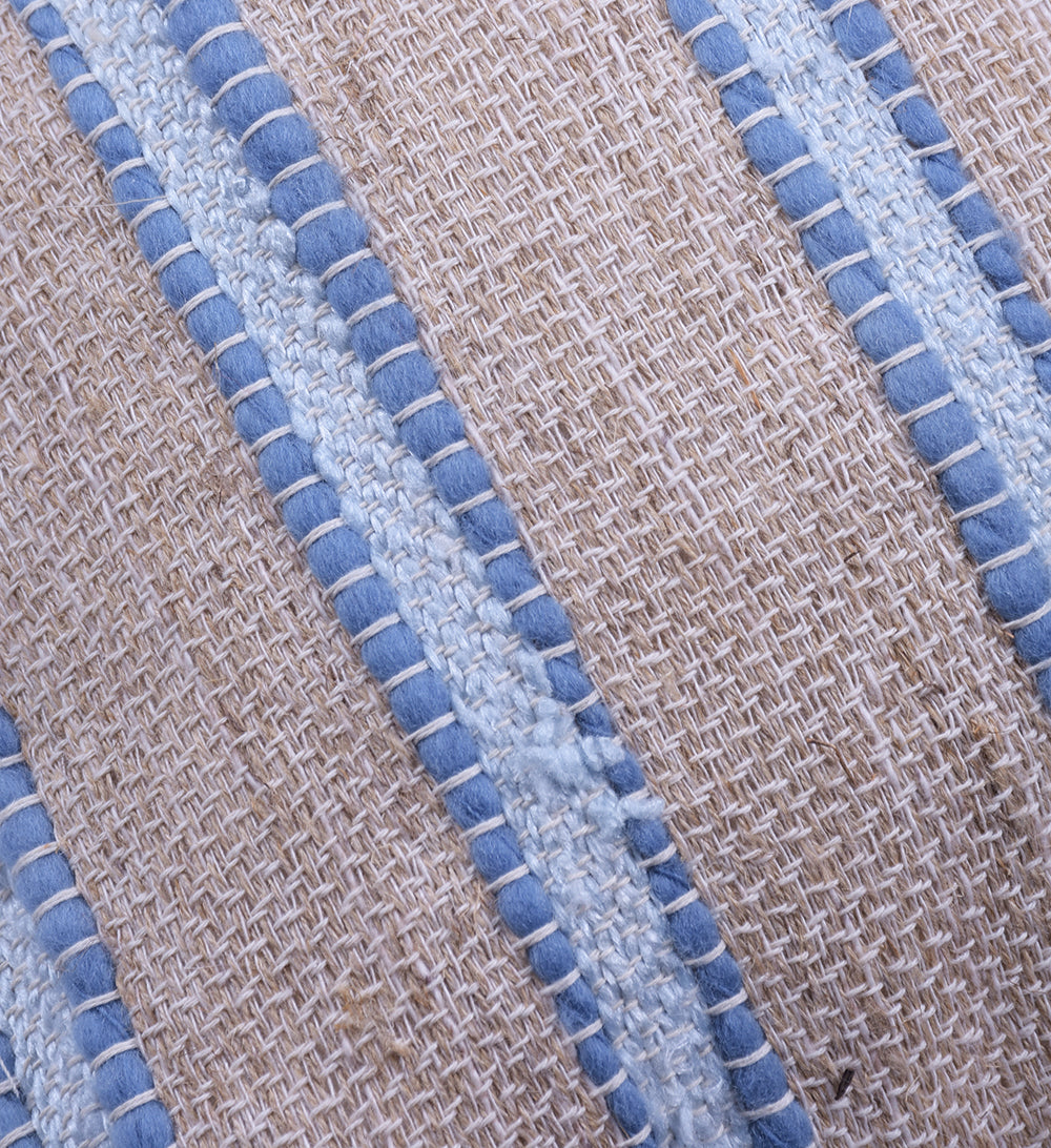 Washed Blue Striped Raw Linen Square Pillow