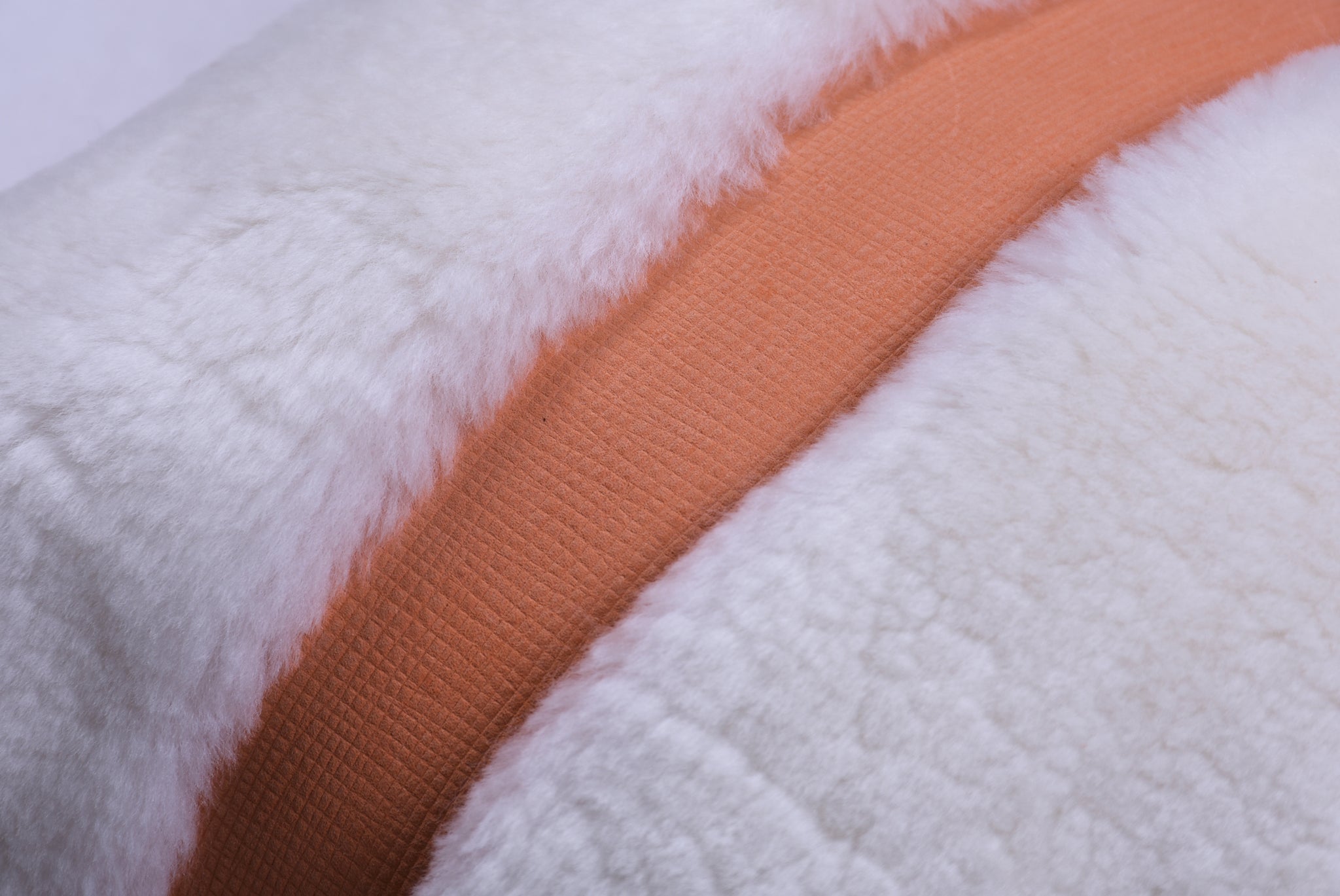 Shearling Orange Leather Lumbar Pillow