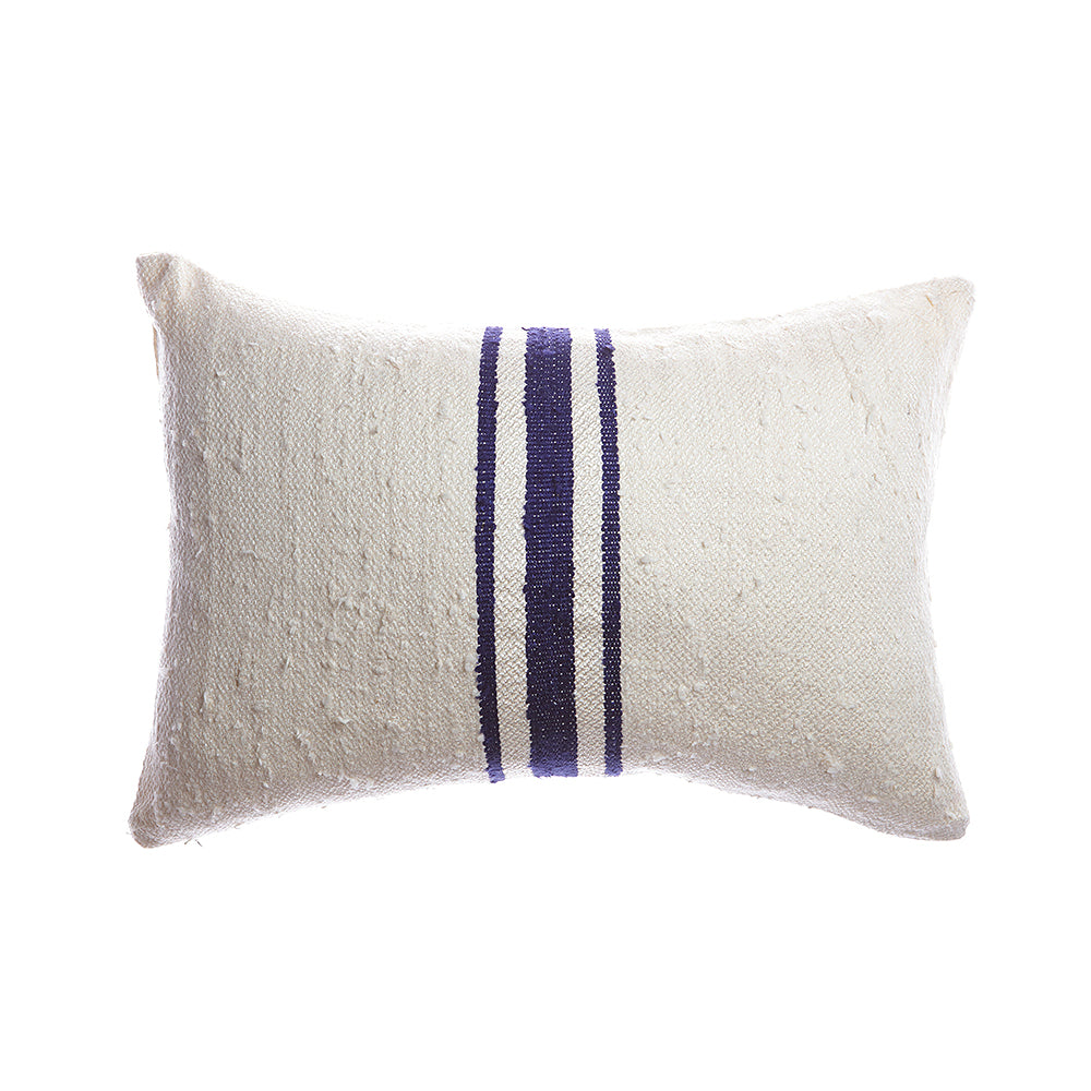 Central Stripes Indigo Silk Lumbar Pillow