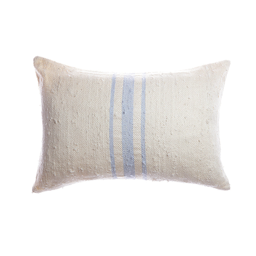 Central Stripes Pale Blue Silk Lumbar Pillow