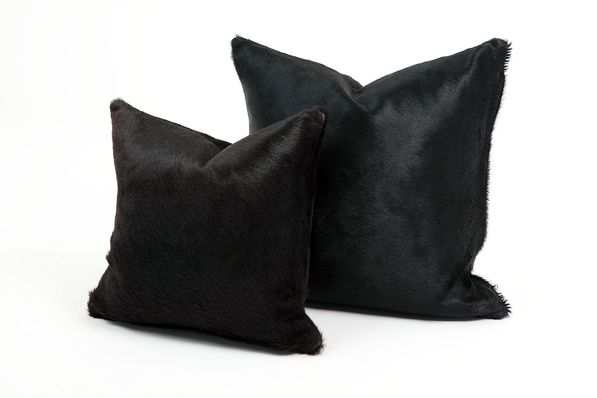 Deep Black Cowhide Pillow