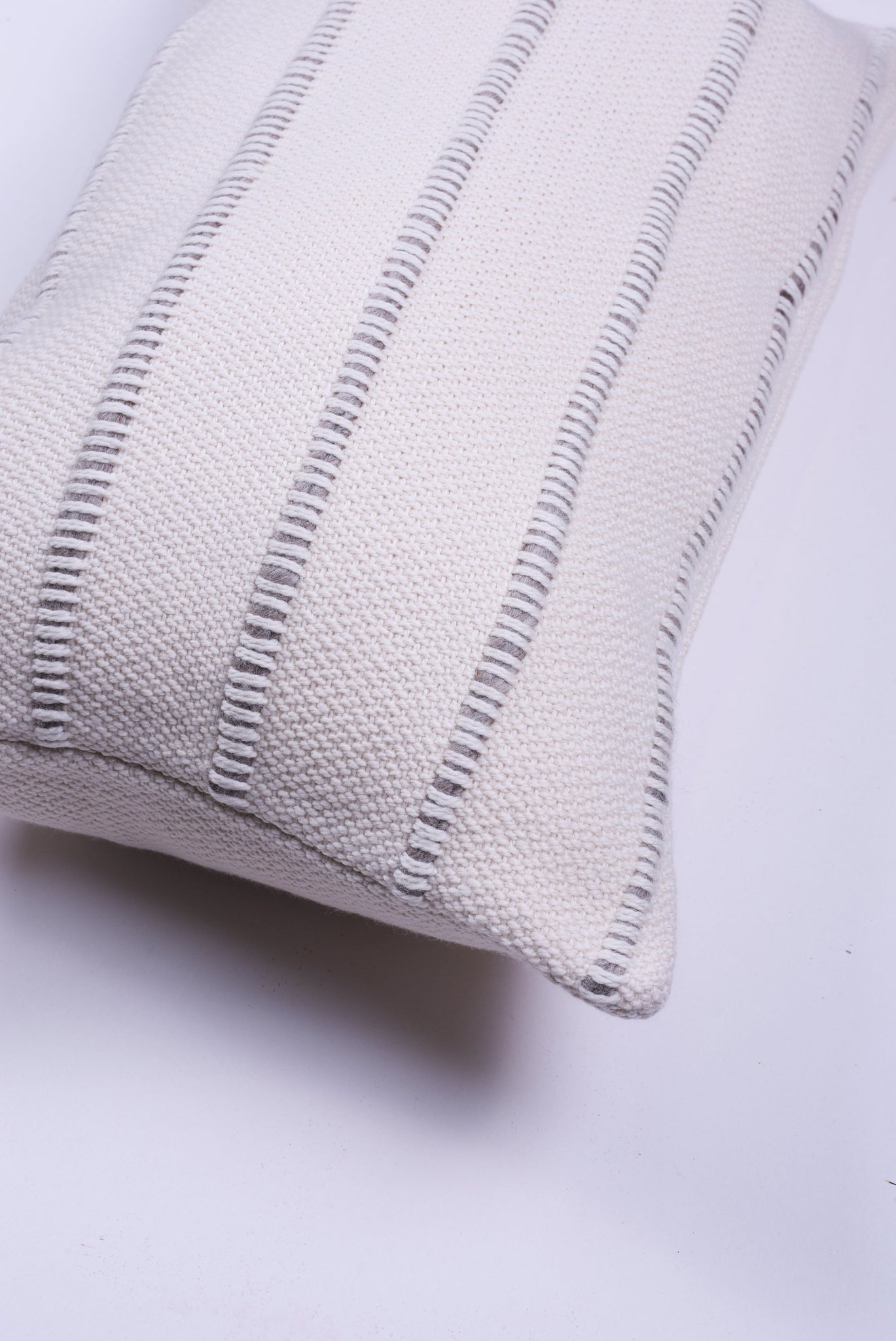 Grey Multi Striped Lumbar Pillow