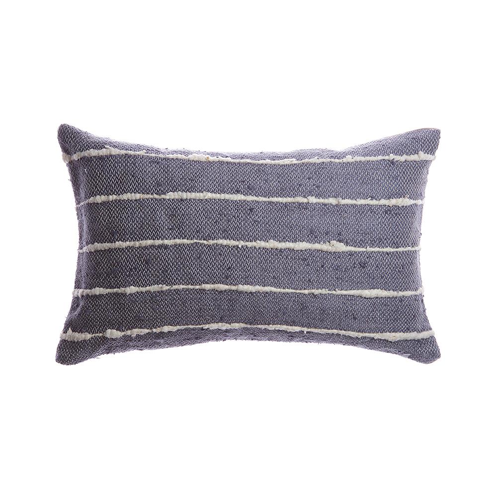 Slate Striped Raw Silk Square Pillow