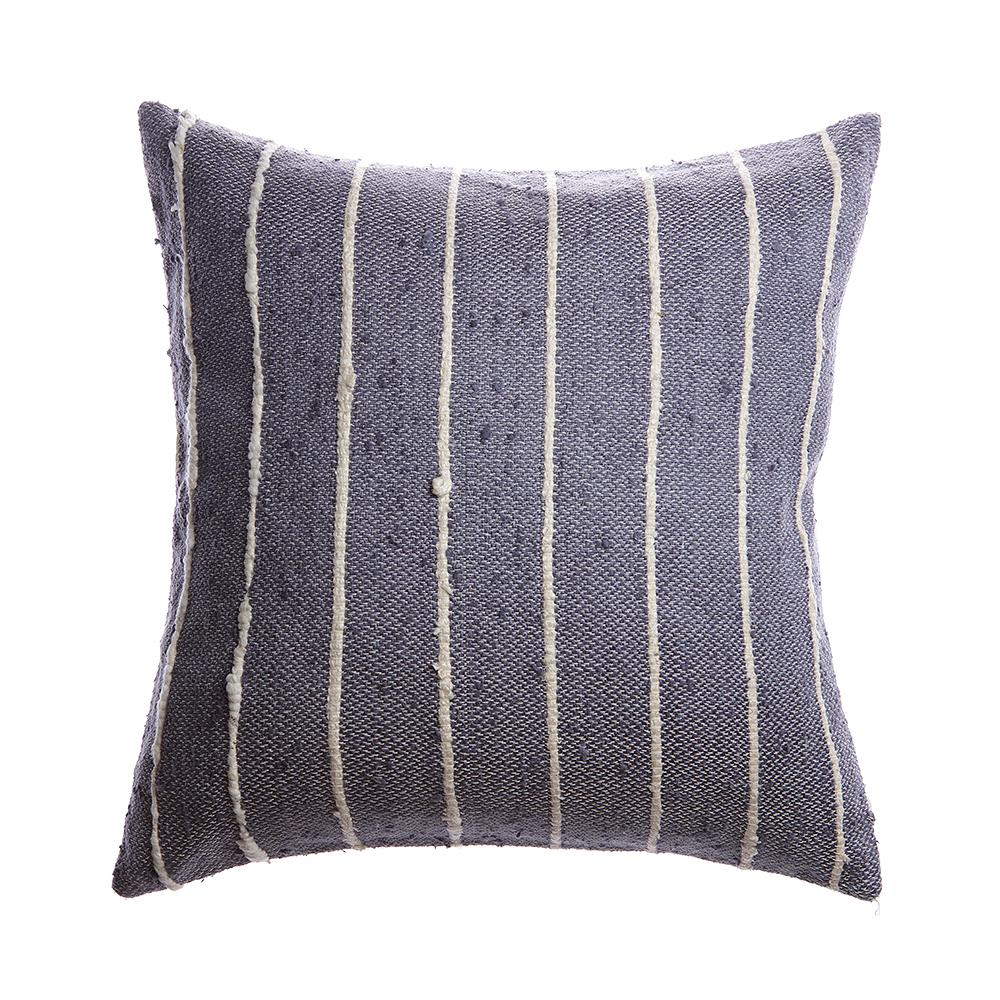 Slate Striped Raw Silk Lumbar Pillow