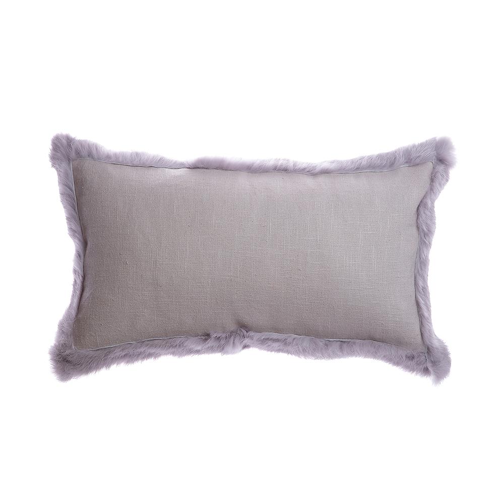 Grey Trim Rabbit Lumbar Pillow