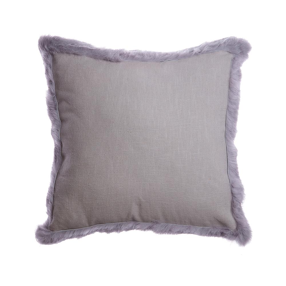 Grey Trim Rabbit Square Pillow